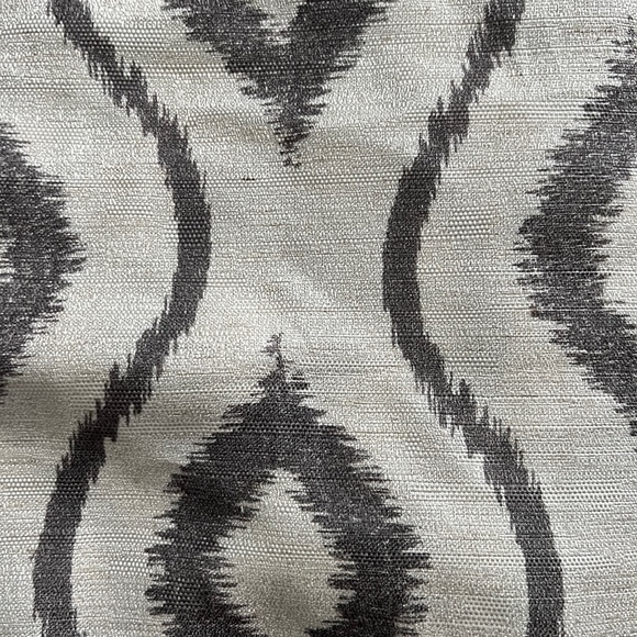 2 Gray & White Grommet Panel Window Drapes 84" Long x 39" Wide Geometric - Picture 3 of 5